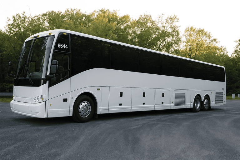 exterior of Charter Bus Rental Broken Arrow coach bus